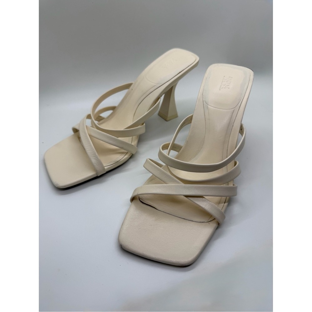 Zara Strappy White Heeled Sandal Size 38